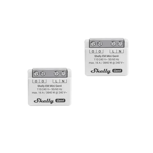 Shelly EM Mini Gen4 is a small form factor energy meter, designed as a small form factor power meter, allowing you to monitor the power consumption of connected devices.
