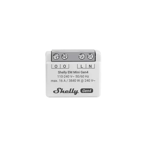 Shelly EM Mini Gen4 is a small form factor energy meter, designed as a small form factor power meter, allowing you to monitor the power consumption of connected devices.